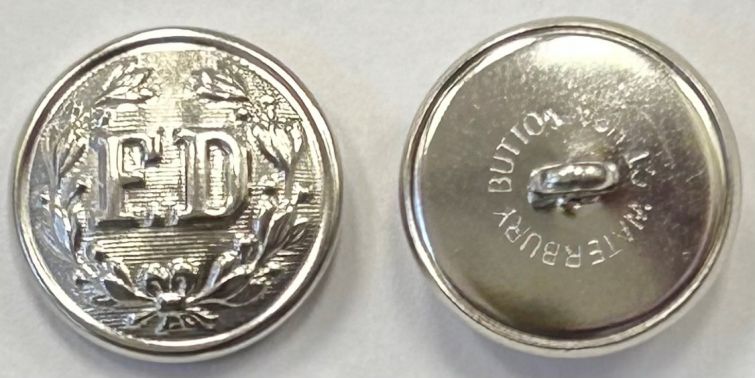 FD UNIFORM BUTTON SMALL NICKEL - FD BUTTON - 1 EACH.